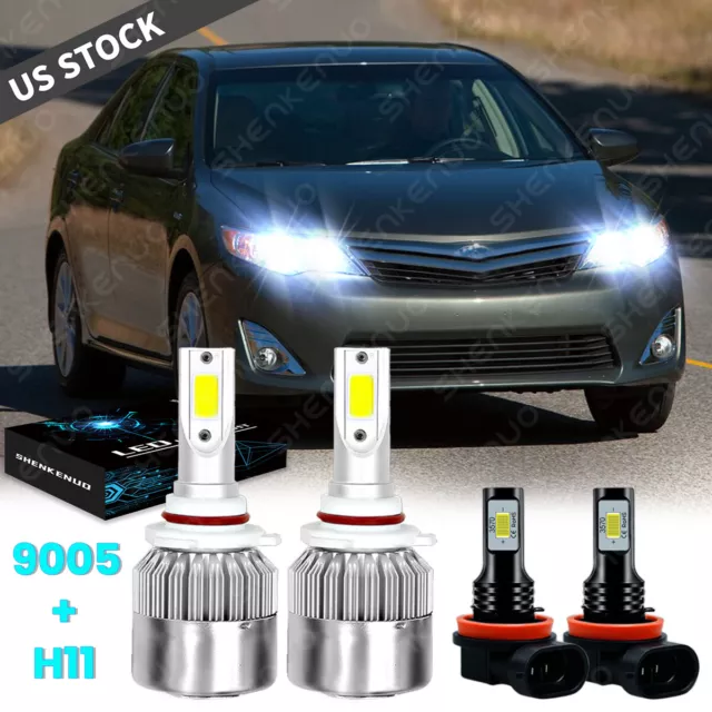 For Toyota Camry 2007 2008-2014 - 4x 6000K LED Headlight Bulbs High Low Beam Kit