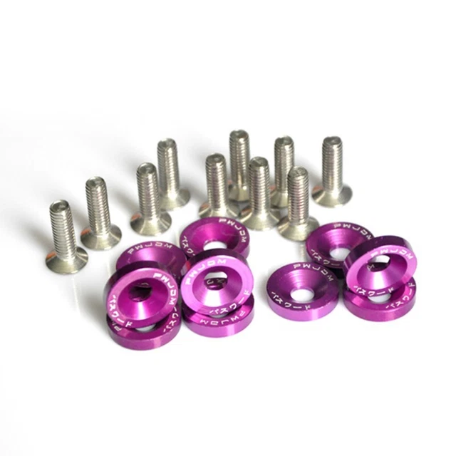 Stylish M6 Anodized Aluminum Fender Screw Washers & Bolts Complete Kit