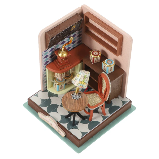 1 ensemble d'assemblage de scène de café, maison en bois, petite maison, modèle