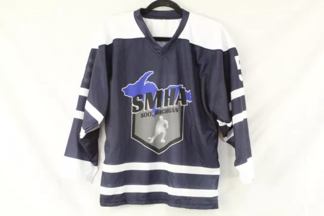 Youth Size Large  Soo Michigan Hockey Association #5 Jersey Navy White NWOT
