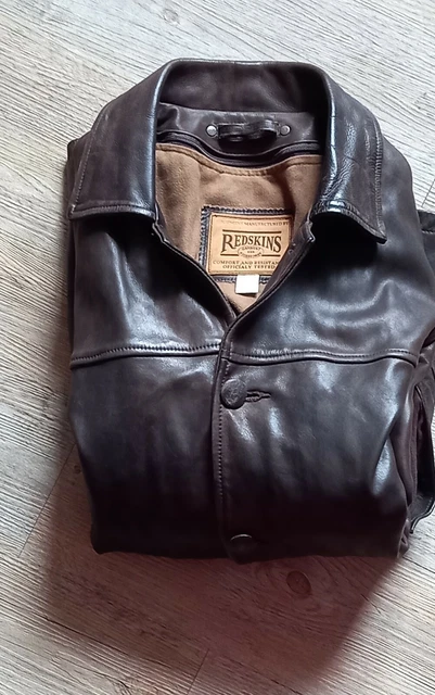 Blouson Cuir Vintage Redskins Marron - Taille S - Style Moto - Occasion Très Bon état