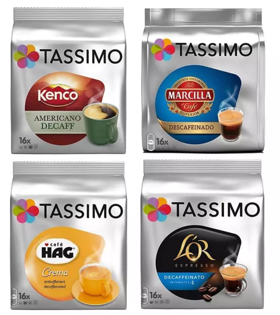 Tassimo Decaf Variety Sample Pack - 8 T Discs Pods Kenco Marcilla Cafe Hag L'OR