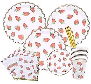 syxwRS Party Tableware Set, Party Decorations Disposable Dinnerware Strawberry