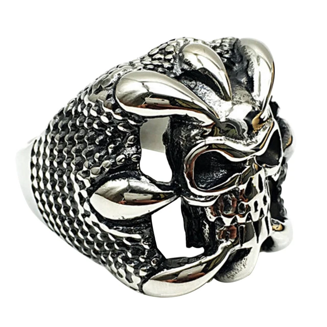Anello scheletrico anello con teschio di drago anelli di fidanzamento gotici locomotiva uomo