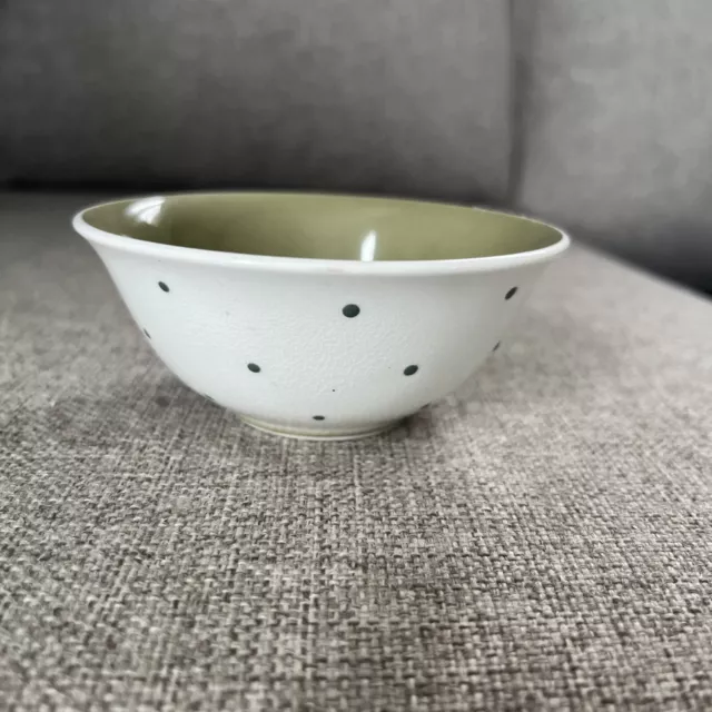 Susie Cooper Bone China Olive Green And White Polka Dot Sugar Bowl