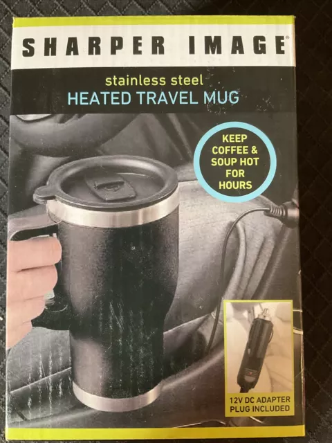 Sharper Image - Stainless Steel Heated Travel Mug Black