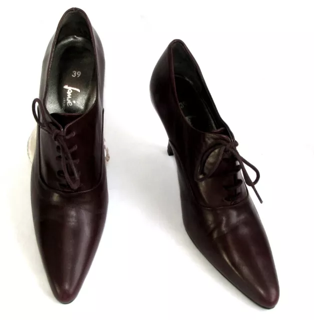 JANIE PHILIP - Chaussures derbies talons 8.5 cm cuir bordeaux 39 EXCELLENT ETAT