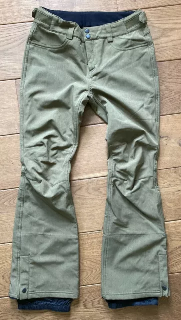 O'Neill Womens Olive Green Ski Snowboard Salopettes Trousers Skinny Fit Size M