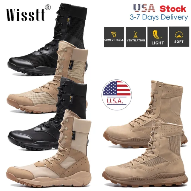 MENS MILITARY TACTICAL Work Boots Desert Combat Shoes Camping Hiking ...