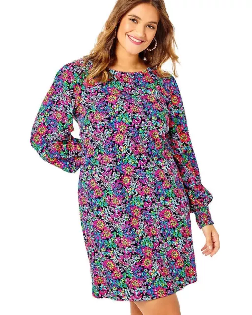 Lilly Pulitzer Diann Long Sleeve Mini Dress Smocked Printed Cotton XL New 258503
