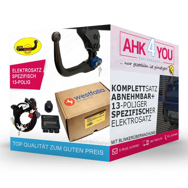 Autohak AHK für Audi A4 Limousine 00-04 vertikal abnehmbar + 13-pol WESTFALIA ES