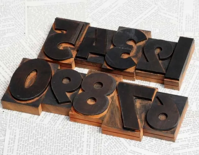 mixed numbers 0-9 letterpress wood printing blocks wood type number stamp stamps
