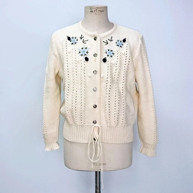 Cardigan Tirolese Vintage Donna Exclusiv Modell In Lana Tg.50/52 Art.10271