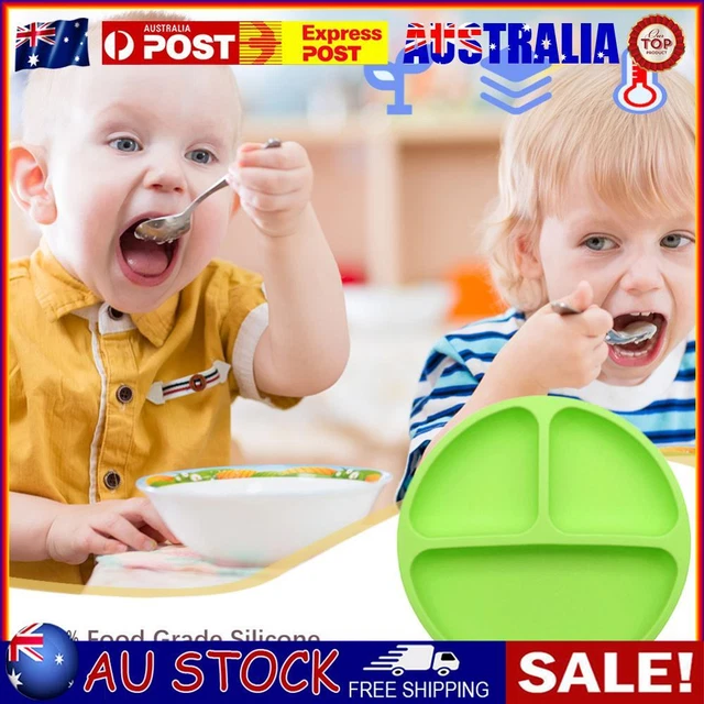 Cute Baby Infant Dining Plate Non Slip Training Sucker Dishes Tableware (Green)