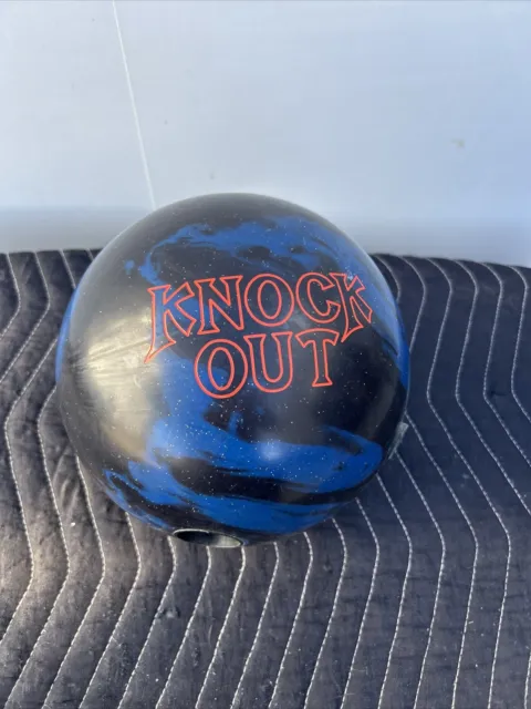 BRUNSWICK KNOCK OUT BLACK BLUE Bowling Ball 15lbs 2oz pin 3.5-4 GREAT SHAPE