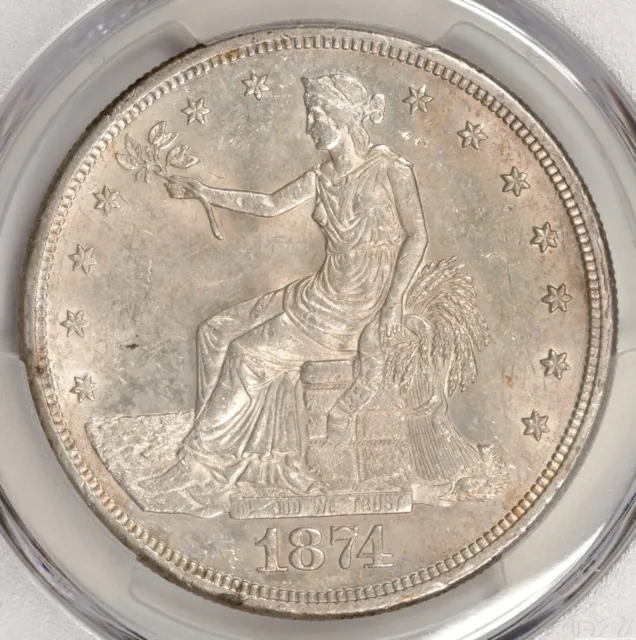 1874-S Trade Dollar PCGS MS62 Nice Coin! #DBF1