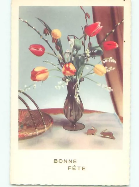 Very Old Foreign Postcard BEAUTIFUL FLOWERS SCENE : make an offer AA4920