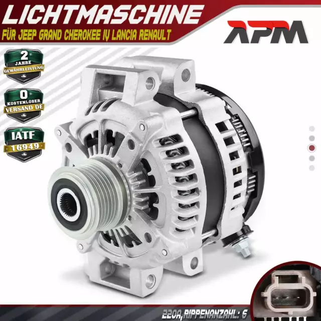 Lichtmaschine Generator 220A für Jeep Grand Cherokee IV WK Lancia Thema Renault