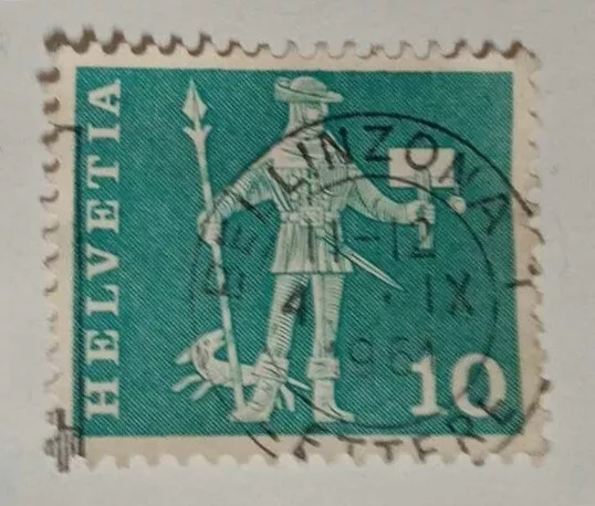 Francobollo Helvetia 10 Rappen 1962