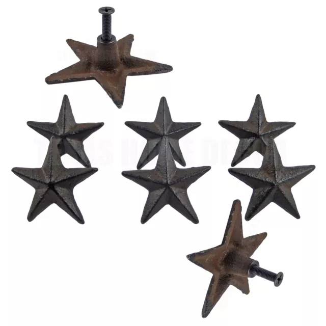 Rustic Star Drawer Pull Cabinet Door Handle Knobs Western Antique Style Set of 6
