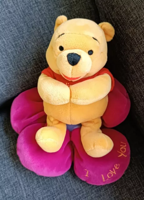 441😍Peluche Winnie Fleur DISNEY NICOTOY Winnie L'ourson " I love you " 20 cm