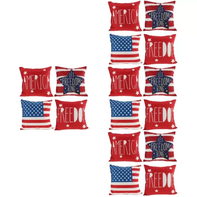 16 piezas Cojín de día de independencia Sofá decoración bandera estadounidense