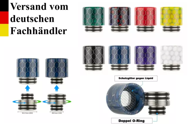 810/510 2in1 Wide Bore Drip Tip Mundstücke mit Spritzschutz E-Zigarette DripTip