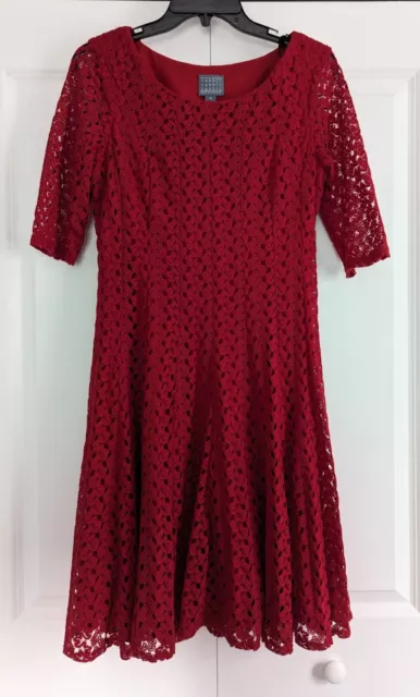 EUC Women's Rabbit Rabbit Rabbit Size: 10 Red Lined Dress 3/4 Sleeve