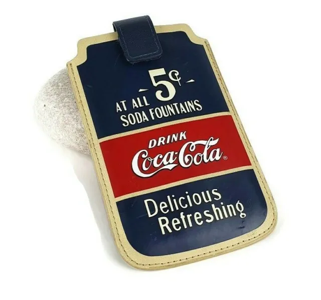 Coca cola soda old 5 cents pouch vtg retro cell mobile phone cover protection