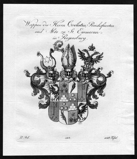 1803 - Regensburg Escudo Nobleza Abrigo De Arms Heraldry Heráldica Grabado