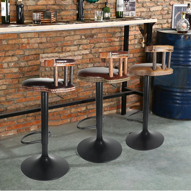 Pair Rustic Industrial Vintage Retro Breakfast Bar Stool Kitchen Counter Chairs