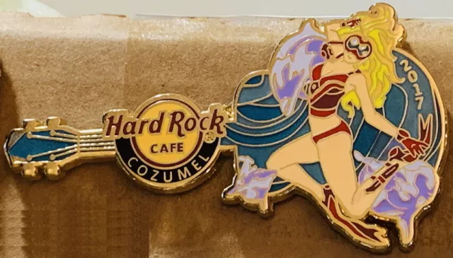 Hard Rock Cafe COZUMEL 2017 Sexy Snorkeler GIrl Guitar PIN w/ Card - HRC #96770