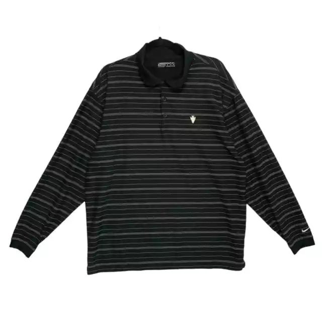 NIKE GOLF FIT Dry Stripe Long Sleeve Polo Shirt Men's Sz XL Black White ...