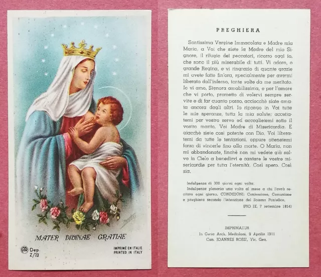 Santino Holy Card: Mater Divinae Gratiae - Ed. AR Dep. Z/73