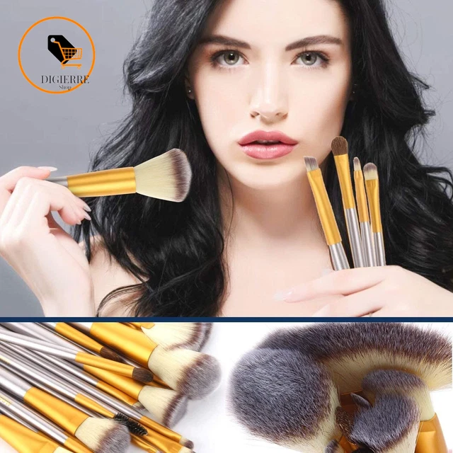 18 Pezzi Pennelli Trucco Set Di Pennelli Trucco Con Custodia Da Viaggio Manico i 9