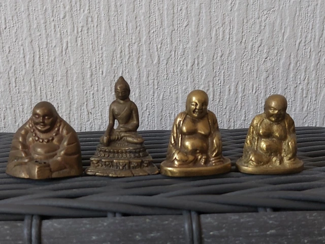 4x Vintage Brass Buddha Buddhist Figurines Statues Ornaments *SUPPORTS NURSING