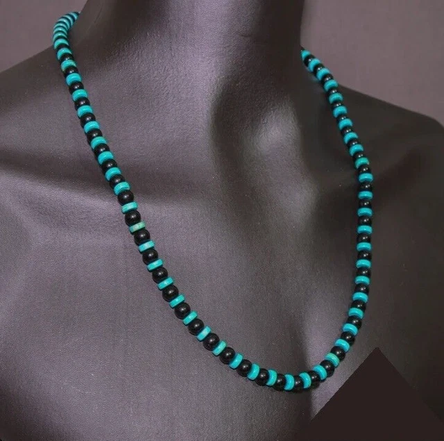 Coller Homme perles 6mm perre Agate/Onyx nor mat Hématte Pendentf Coller Homme perles 6mm perre Agate/Onyx nor mat Hématte Pendentf