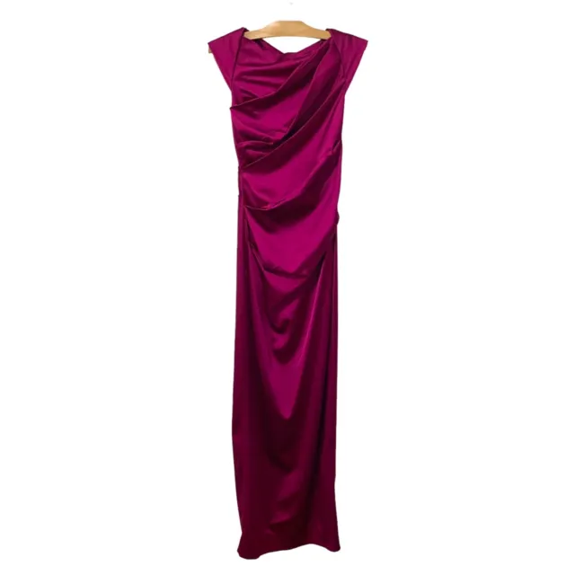 Talbot Runhof | Dress Evening Gown Pink Long Cap Sleeve Cowl Neck- Size 6 36