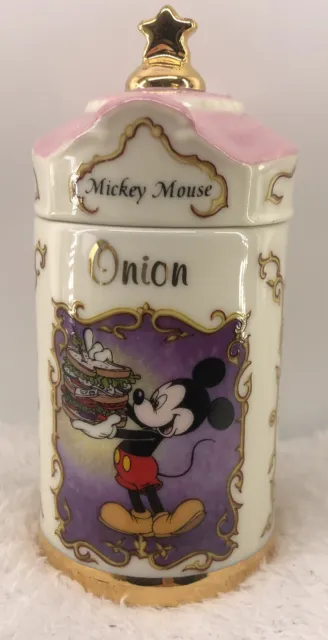 Vntg Disney Lenox Spice Jar Mickey Mouse 1995 Porcelain Onion Collectible