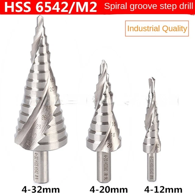 HSS Spiral Groove Step Drill Bits For Stainless Steel Cutting 4-12 4-20 4-32