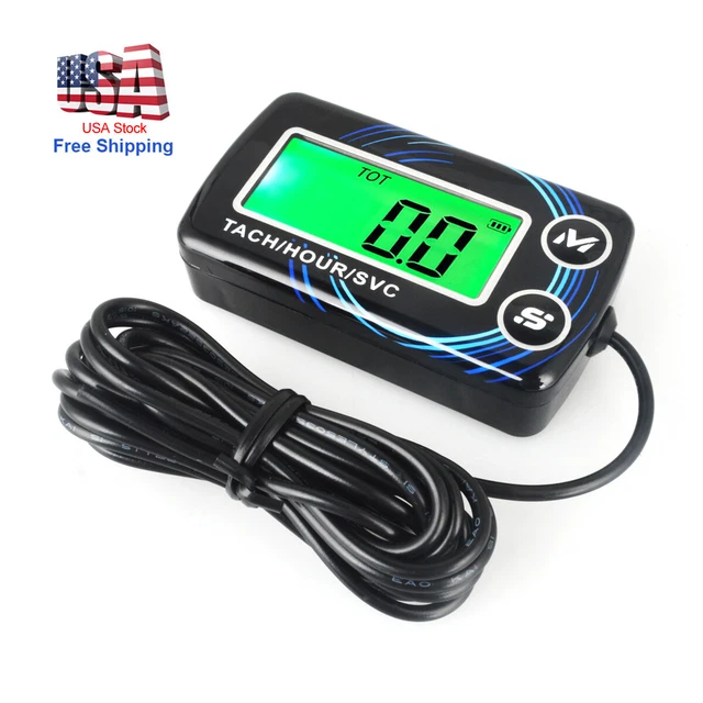 WATERPROOF DIGITAL TACH Hour Meter Gas Engine Maintenance for 2/4