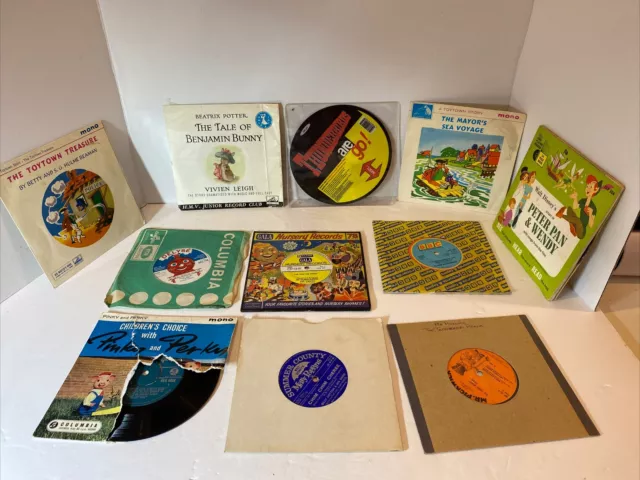 Bundle of 11 Mixed Children’s Vinyl Records Thunderbirds Peter Pan Mary Poppins