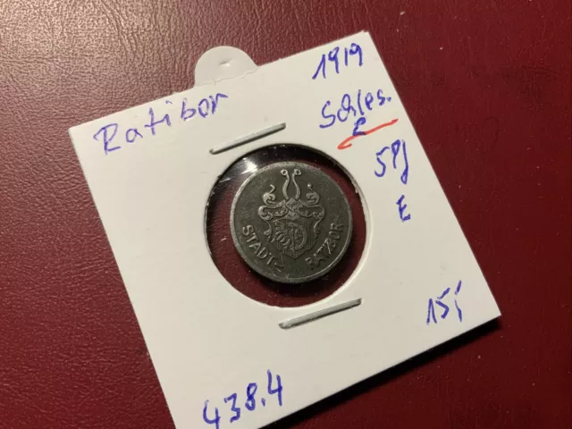 Schlesien, Stadt Ratibor 5 Pfennig Notgeld 1919 Eisen