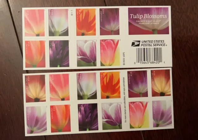 Booklet of 20 Tulip Blossoms 1 sheet Forever Flower Stamp Scott# 5767-5776 (MNH)