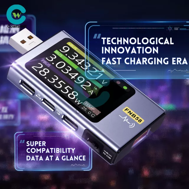 FNIRSI FNB58 USB Voltage Current Meter Voltmeter Ammeter Type-C Fast Charge Test