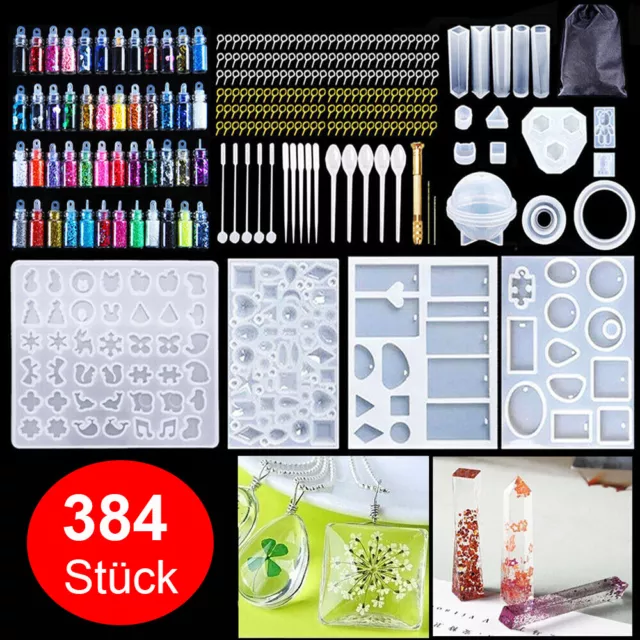 384 Stück Epoxidharz Formen Set Resin Mold Gießharz Silikonform DIY Armband DE