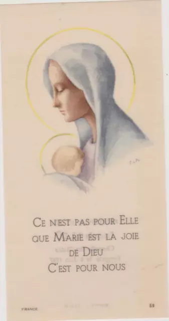 IMAGE PIEUSE HOLY CARD SANTINI/ MARIE et l'ENFANT JESUS-