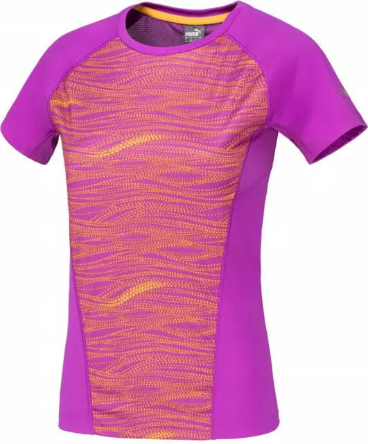 PUMA Kid's Girls T-Shirt (Size 15-16 Years) Active Rapid Purple Logo Top - New