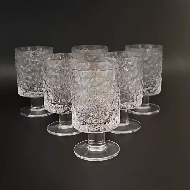 Whitefriars Geoffrey Baxter Crystal Glacier Footed Glass Full set of 6. 11.1cm t