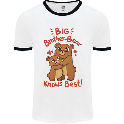 Big Brother Bear Knows Best Funny Mens White Ringer T-Shirt
